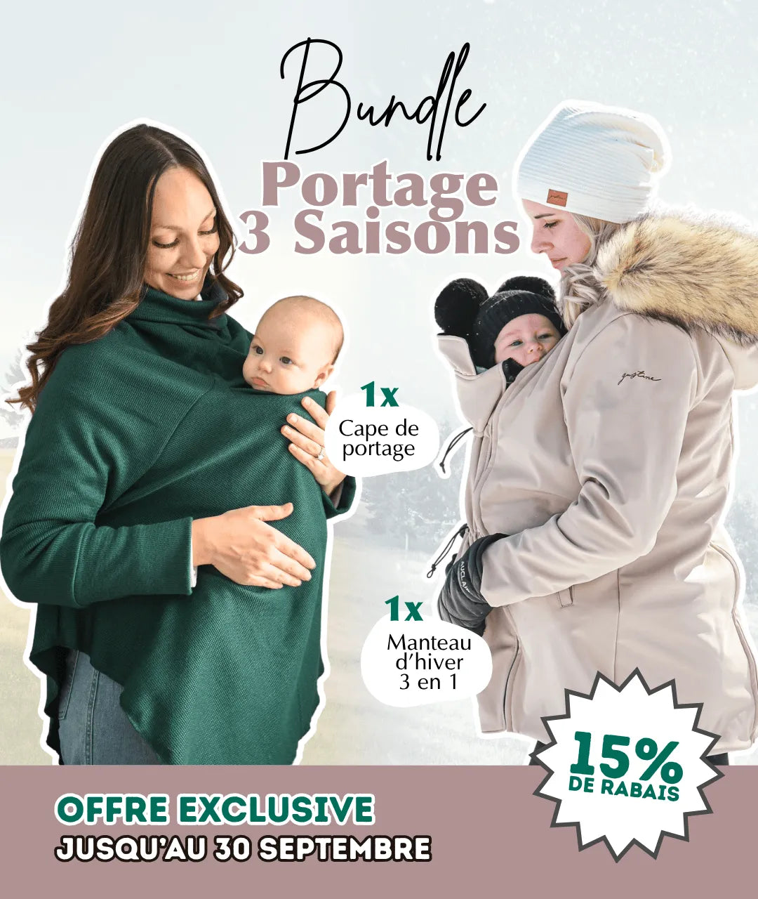 Bundle portage 3 saisons | Cape + Manteau 3 en 1